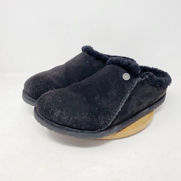 Birkenstock Zermatt Shearling Clogs 44 Mens 11 Black Suede Slip On‎ Lined Shoes - Picture 2 of 15